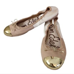 Sam Edelman Women's Gold and Cream Ballet Flats 6.5